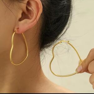 Hoop Earrings Gold Heart Women's‎ New f17